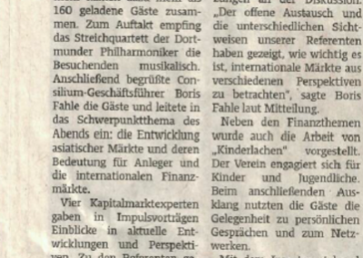 Zeitungsausschnitt über den 16. Consilium Investmentabend (Ruhr Nachrichten, 13. Oktober 2026)